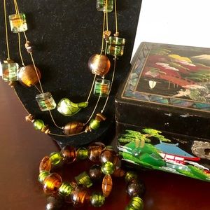 Vintage glass necklace & bracelets